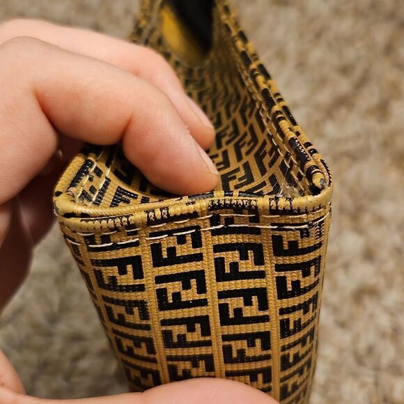 Vintage Fendi Zucchino Canvas Monogram Pouch in Black and Tan - Picture 10 of 10